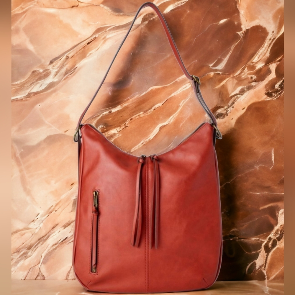 Cognac Minimalist Designer Convertible Shoulder Bag, Hobo, Backpack